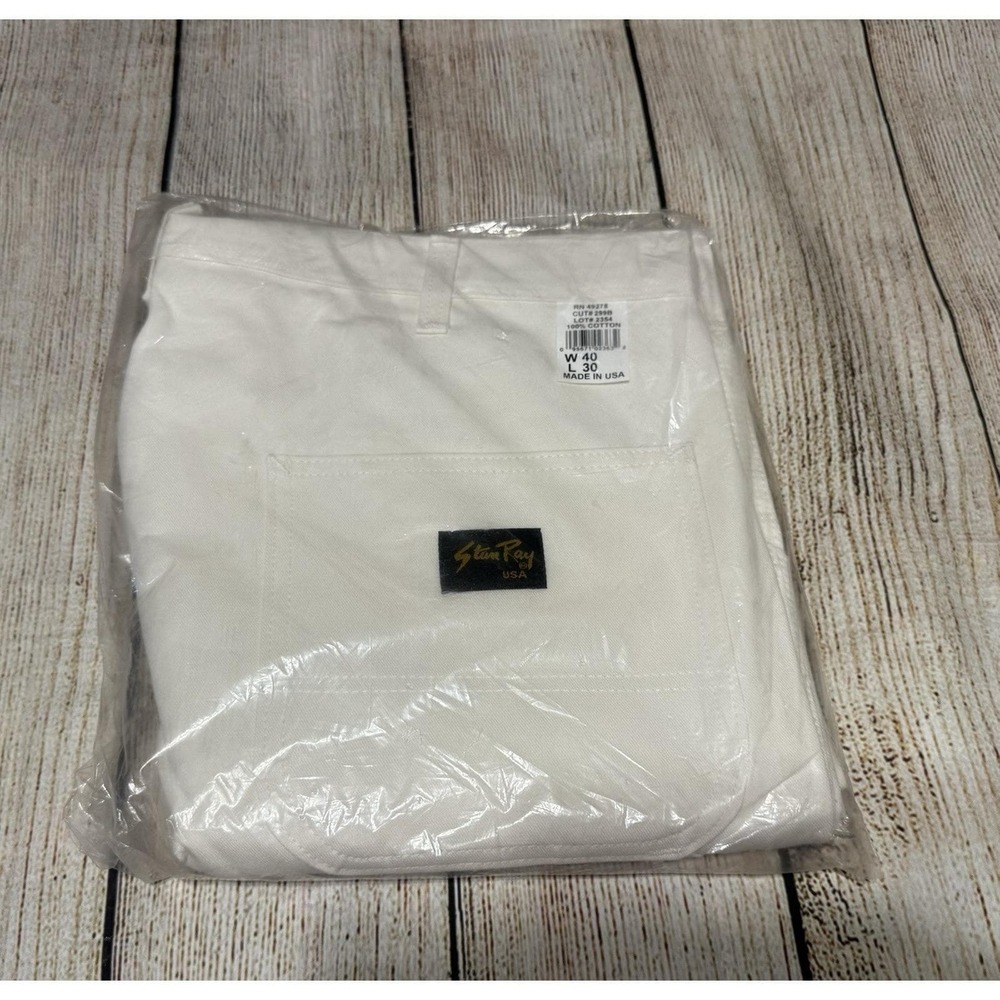 VTG Stan Ray MAB Carpenter Pants White Canvas Painter Workwear USA 40 x 30 GTbA2